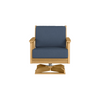Chloe Swivel Rocker with Indigo Azure Cushion in Teak Finish [Indigo Azure][Teak]