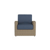 Caroline wicker Lounge Chair in Sand finish with Indigo Azure cushions  [Sand][Indigo Azure]