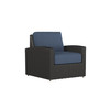 Caroline wicker Lounge Chair in Caviar finish with Indigo Azure cushions  [Caviar][Indigo Azure]