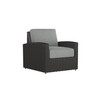 Caroline wicker Lounge Chair in Caviar finish with Steeple Grey cushions [Caviar][Steeple Grey]