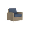 Caroline wicker Lounge Chair in Sand finish with Indigo Azure cushions  [Sand][Indigo Azure]