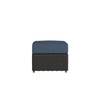 Caroline wicker ottoman in Caviar finish with Indigo Azure cushions  [Caviar][Indigo Azure]