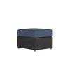Caroline wicker ottoman in Caviar finish with Indigo Azure cushions  [Caviar][Indigo Azure]
