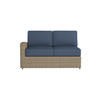 Caroline wicker Left Loveseat Section in Sand finish with Indigo Azure cushions  [Sand][Indigo Azure]