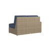 Caroline wicker Left Loveseat Section in Sand finish with Indigo Azure cushions  [Sand][Indigo Azure]