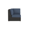 Caroline wicker Corner Section in Caviar finish with Indigo Azure cushions  [Caviar][Indigo Azure]