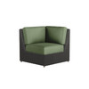 Caroline wicker Corner Section in Caviar finish with Aloe cushions [Caviar][Aloe]