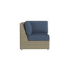 Caroline wicker Corner Section in Sand finish with Indigo Azure cushions  [Sand][Indigo Azure]