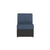 Caroline wicker Armless Section in Caviar finish with Indigo Azure cushions  [Caviar][Indigo Azure]