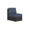 Caroline wicker Armless Section in Caviar finish with Indigo Azure cushions  [Caviar][Indigo Azure]