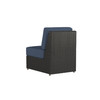 Caroline wicker Armless Section in Caviar finish with Indigo Azure cushions  [Caviar][Indigo Azure]