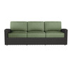 Caroline wicker Sofa in Caviar finish with Aloe cushions [Caviar][Aloe]
