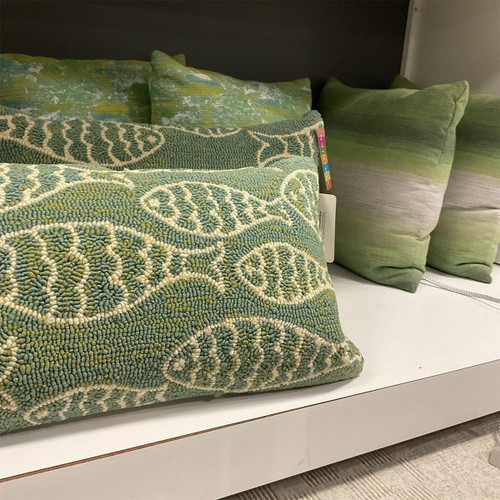Viridien Outdoor Pillows - Green Fish
