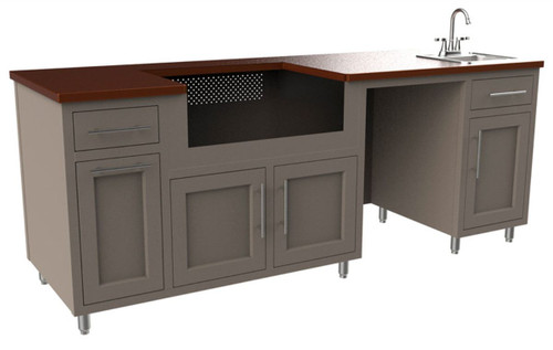 Challenger Coastal 90.125" Grill Island with Refrigerator, Sink & Waste Bin