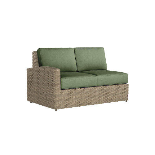 Caroline wicker Left Loveseat Section in Sand finish with Aloe cushions [Sand][Aloe]