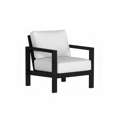 Alex Lounge Chair in Black Poly lumber frame color with Canvas Birdseye cushions with white welt [Black][Canvas Birdseye]