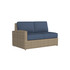 Caroline wicker Left Loveseat Section in Sand finish with Indigo Azure cushions  [Sand][Indigo Azure]