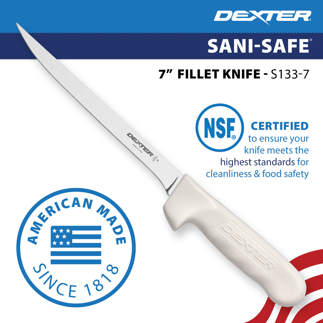 S133-7 7-inch Sani-Safe® flexible fillet knife