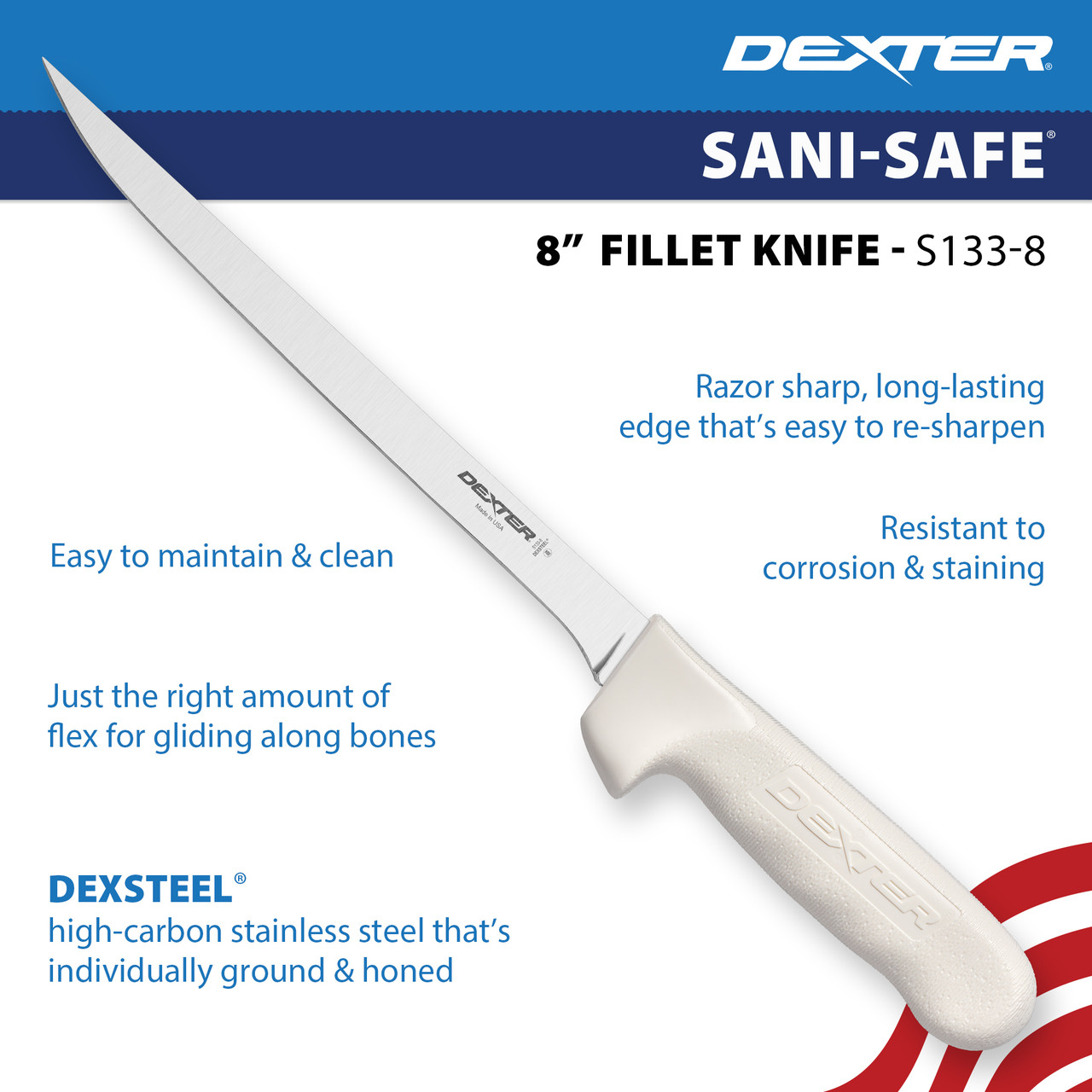 S133-8 8 inch Sani-Safe™ flexible fillet knife