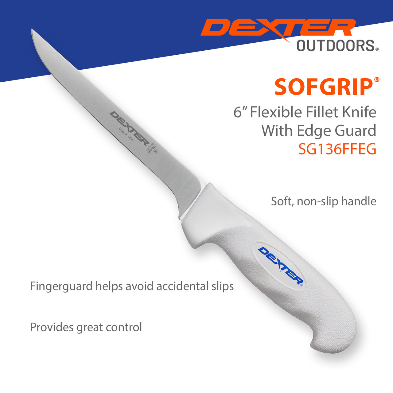 Dexter Outdoors® SG136FFEG 6inch SOFGRIP® fillet knife with Edge Guard