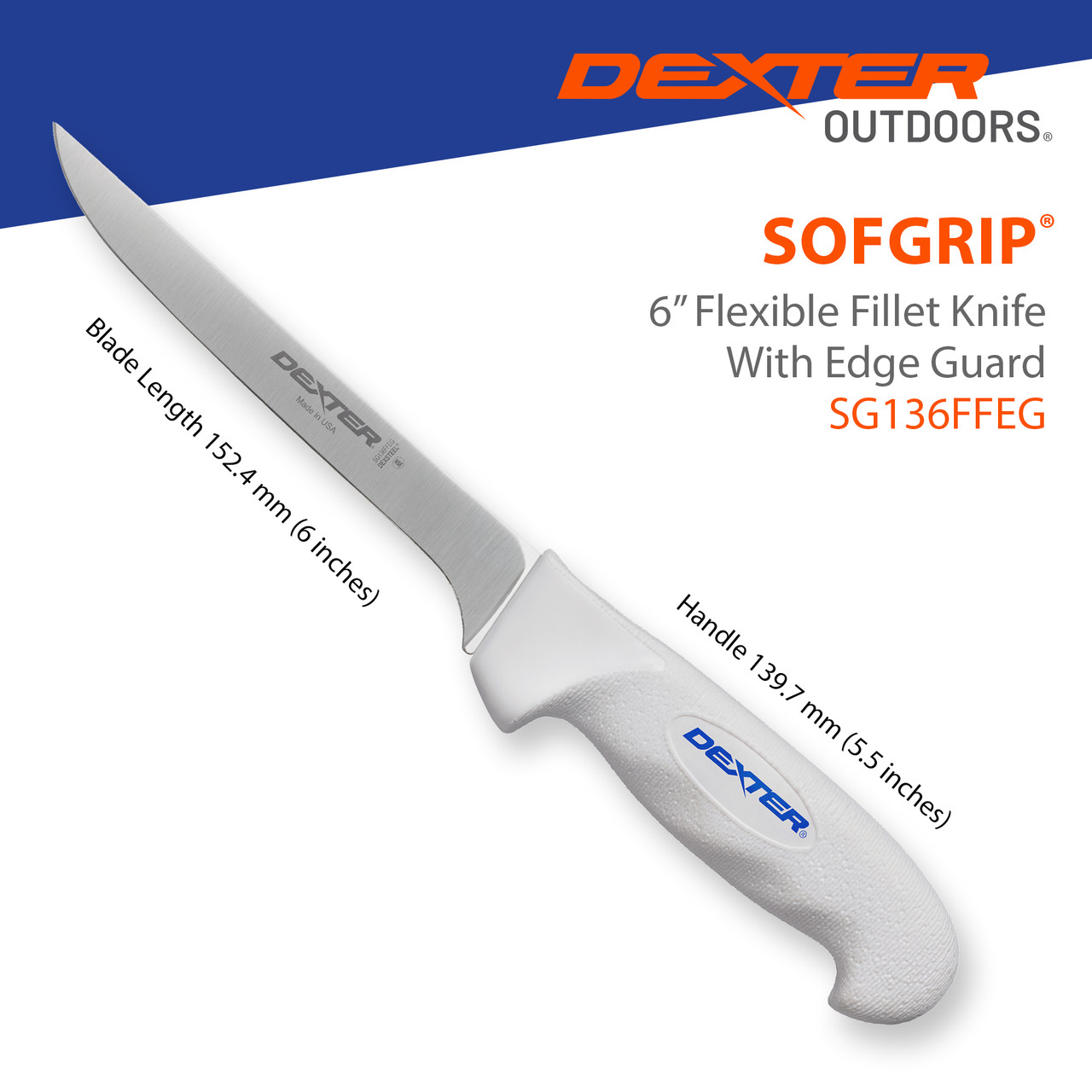Dexter Outdoors® SG136FFEG 6inch SOFGRIP® fillet knife with Edge Guard