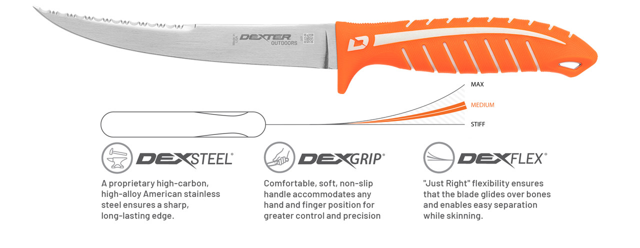 DEXTREME® Dual Edge 7 flexible fillet knife DX7F with sheath