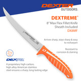 Dextreme 8" Max Flex Fillet Knife, American stainless steel, corrosion resistant
