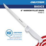 Basics 8" Flexible Narrow Fillet knife., NSF Certified