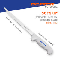 SG133-8EG SofGrip 8" fillet knife dimensions. 8" long blade