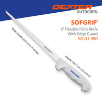 SG133-9EG fillet knife,  dimensions, 9" blade