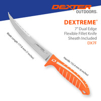 Dextreme DX7 7" Flexible fillet knife dimensions. 7" blade, 6" handle