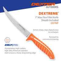 DX7MF 7" Max Flex fillet knife, American stainless steel blade