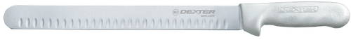 Dexter S140-12GE granton edge slicer with Sani-Safe handle.