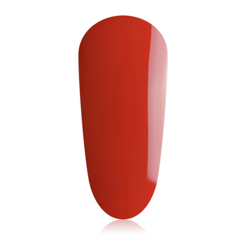 Nail swatch featuring an iconic red gel polish called "Holly" from The GelBottle Inc.