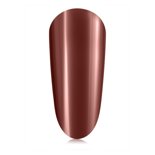 Chrome nail swatch using Rougue Chrome Pigment by The GelBottle Inc., featuring a scarlet finish with striking metallic depth.