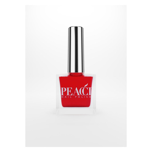 Bottle of Peacci Chili by The GelBottle Inc., featuring a striking neon-red nail polish with bold, high-impact color.