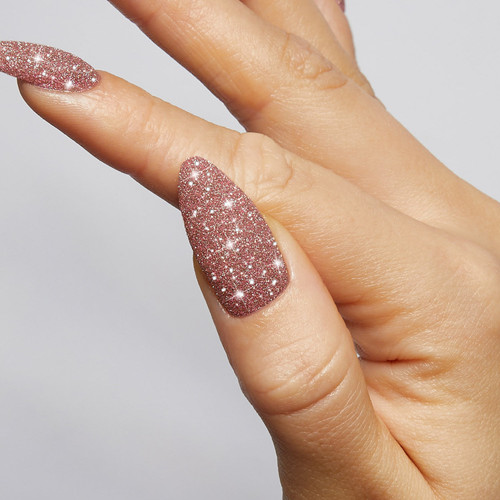 Thumb nail swatch of Pillarbox from The GelBottle Inc. showing the loose pigment powder in a glittery red.