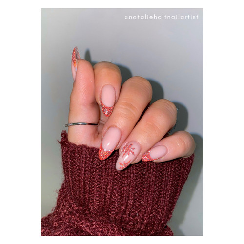 Pillarbox loose pigment powder from The GelBottle Inc used on french red tips.