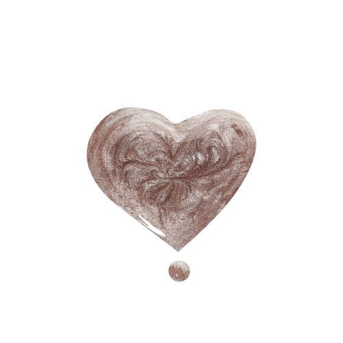 Bronze-toned magnetic cat eye gel polish from The GelBottle Inc. formed into a heart, highlighting reflective shimmer and depth