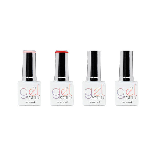 Four The GelBottle Inc. gel nail polish bottles with silver caps displayed on a white background