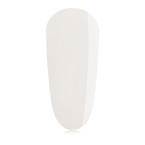Neutral sheer builder gel nail swatch with a soft milky beige finish and glossy surface