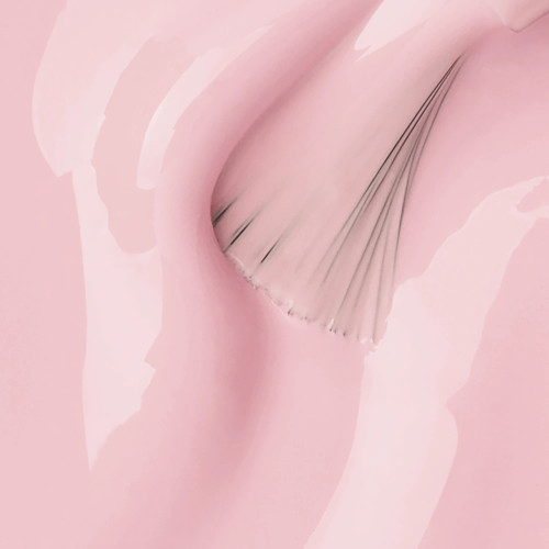 Nail brush gliding through a oft pastel pink builder gel infused with warm undertones, representing Fancy BIAB from The GelBottle Inc.