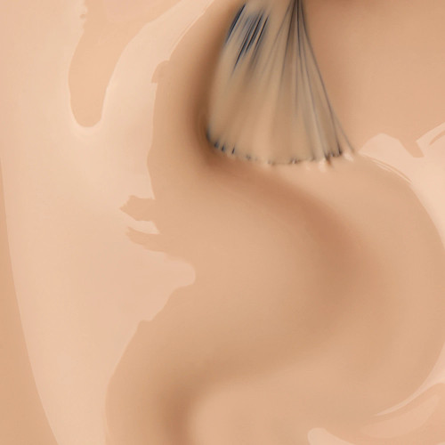 Nail brush sweeping through 17 Hard BIAB, a peachy-pink glossy builder gel from The GelBottle Inc.