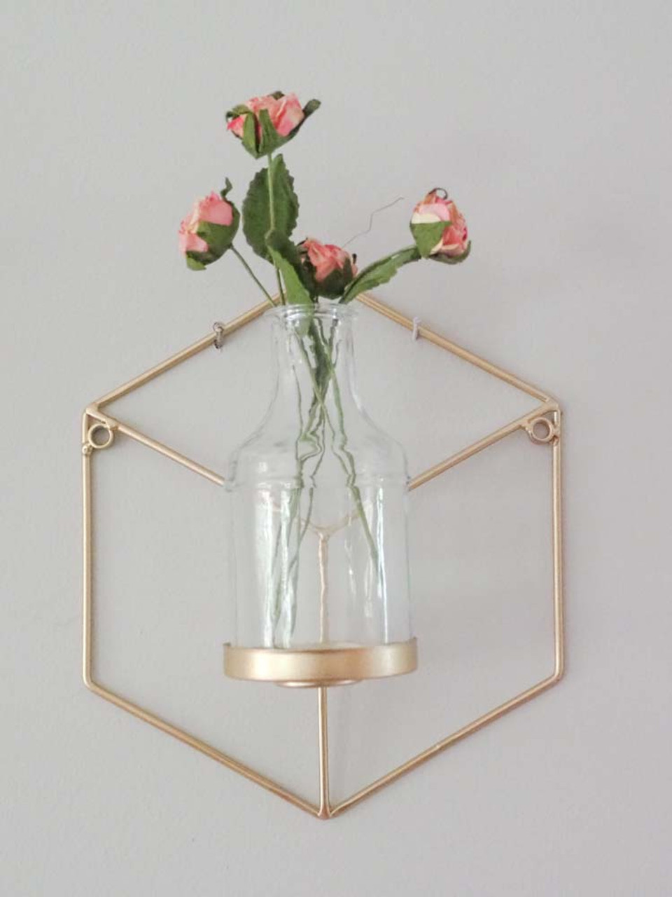 gold geometric wall hanging bud vase