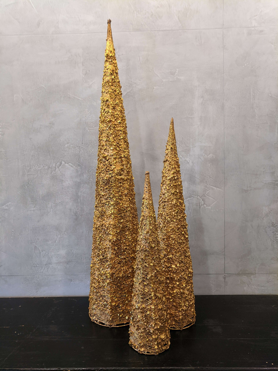 K & K Interiors Gold Wire Lace Cone Tree