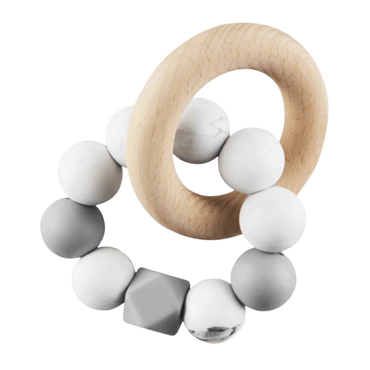 Mud Pie Natural Wood & Silicone Teether Grey
