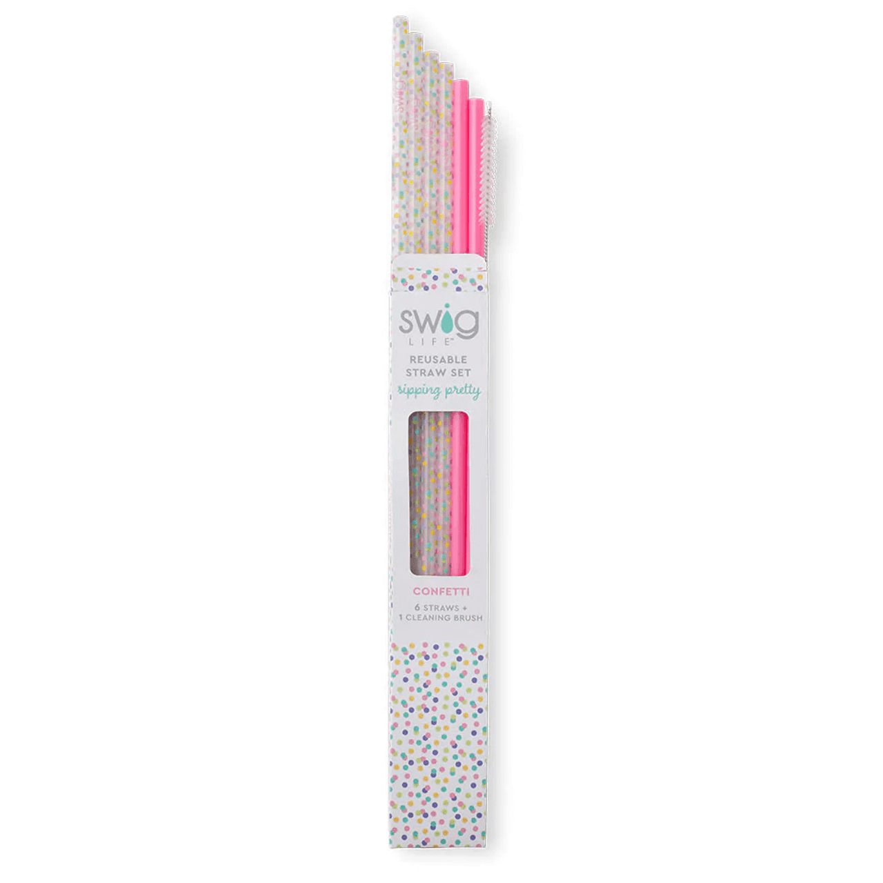 Reusable Straw Set Tall - Confetti Pink - Miller St. Boutique