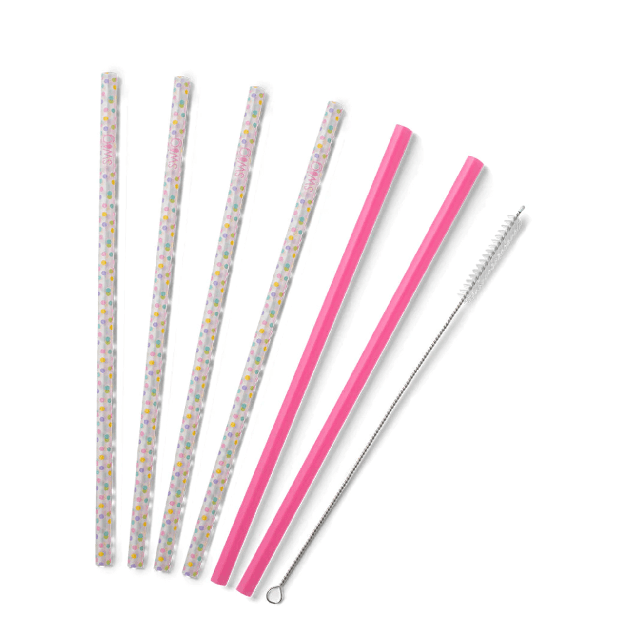 Reusable Straw Set Tall - Confetti Pink