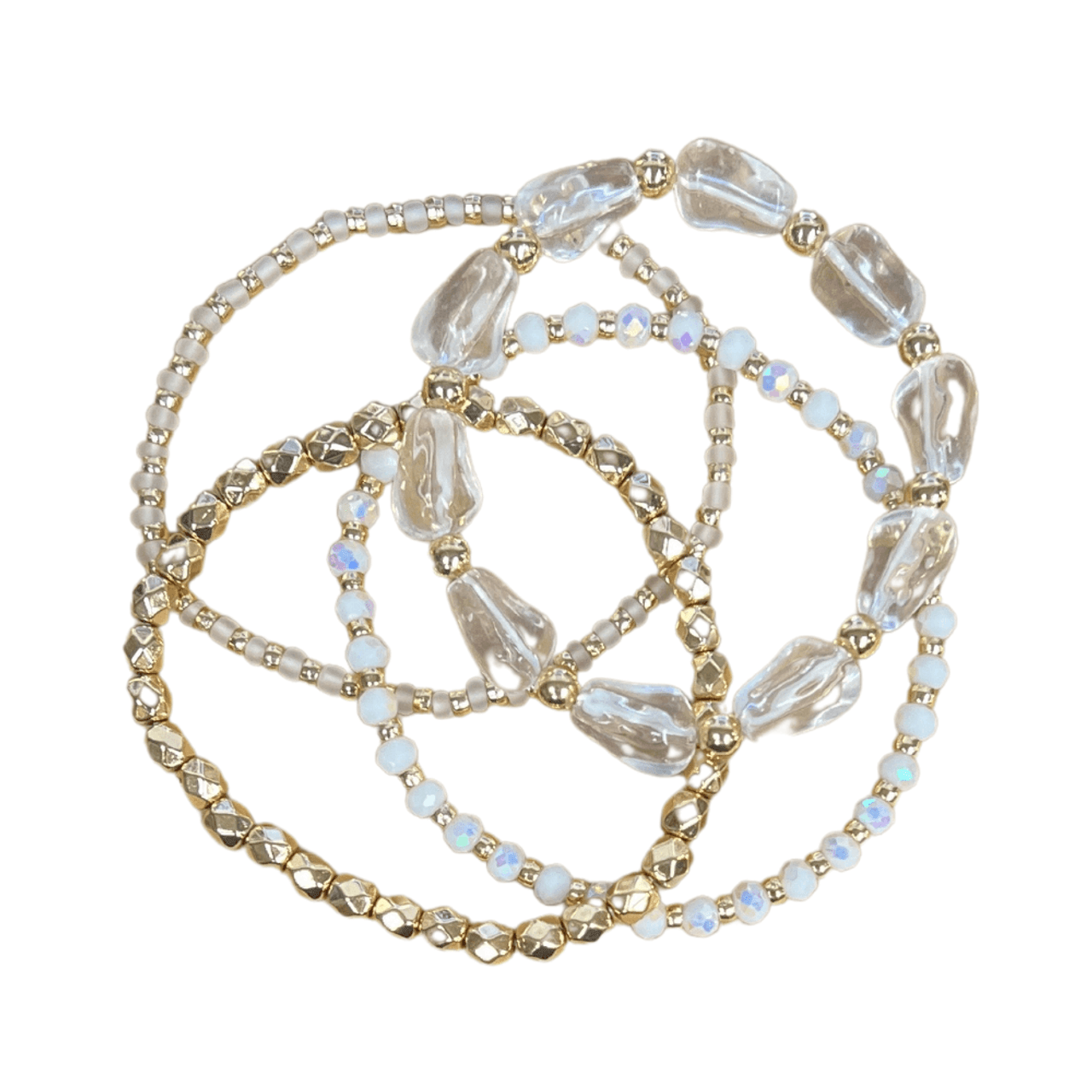 Lou & Co Set of 4 Beaded Stretch Bracelets White