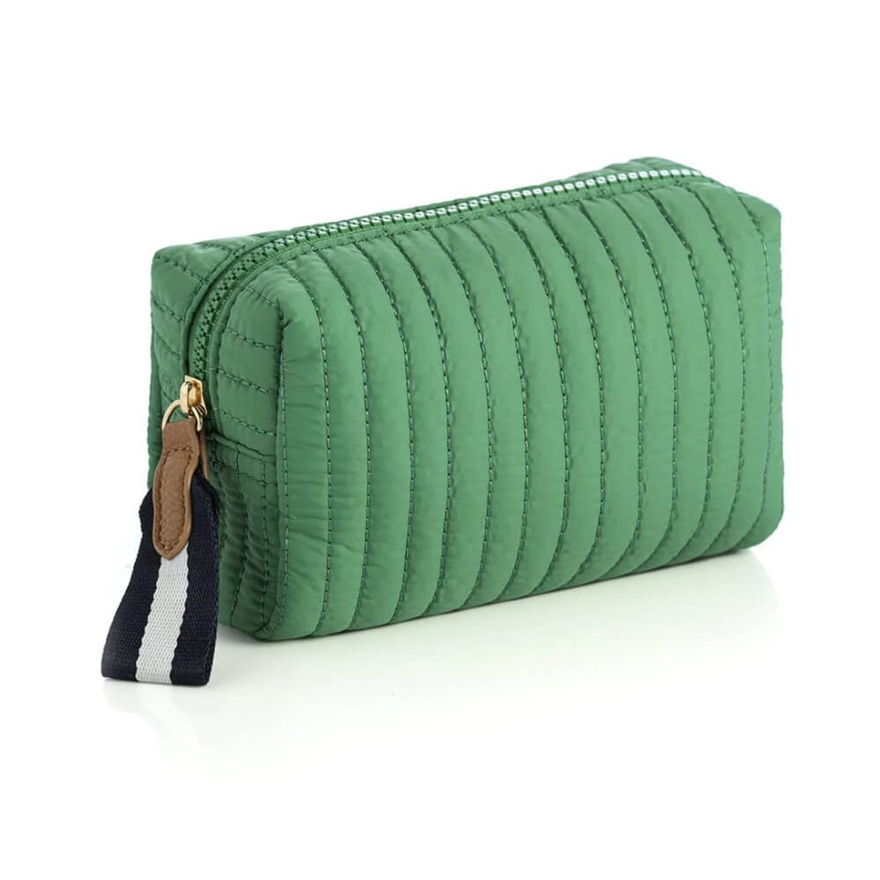 Shiraleah Ezra Quilted Nylon Small Boxy Cosmetic Pouch Green